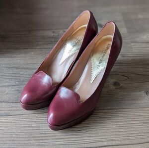 Emporio Armani burgundy leather high heel pumps